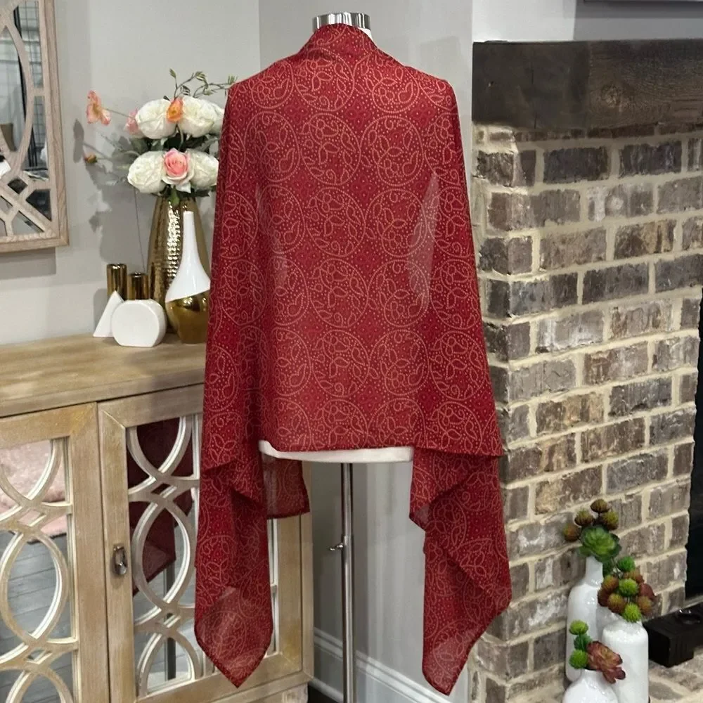 Indian Jaipuri Bohemian Long Scarf 🧣 in Red Color Combo